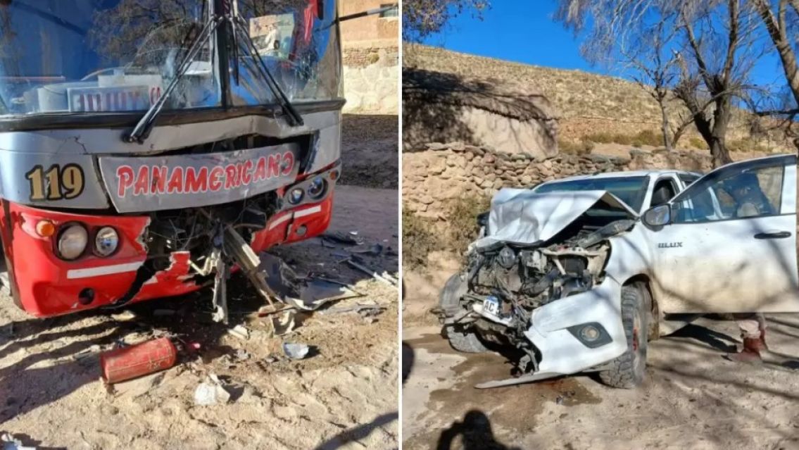 Brutal choque entre un colectivo y una camioneta en Abra Pampa: hay heridos 