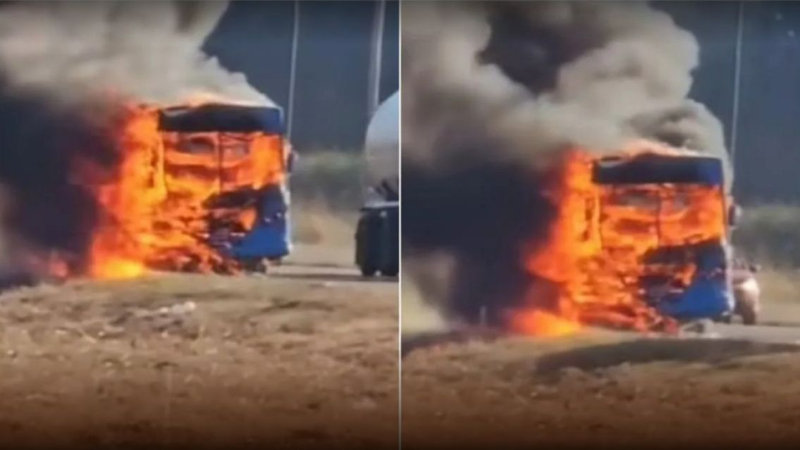 Se prendió fuego un colectivo en Salta: Conmoción total