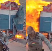 URGENTE: prendieron fuego un camión lleno de zapatillas ilegales