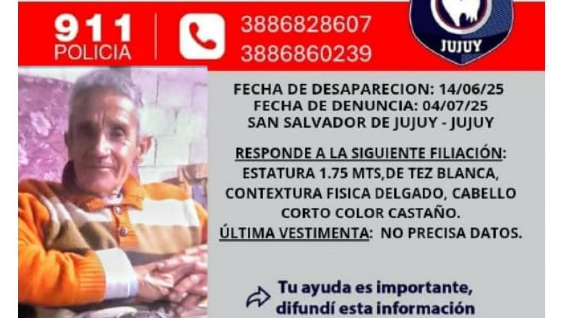 Desesperada b�sqieda de Don Prdro en Jujuy: "Estamos muy preocupados"
