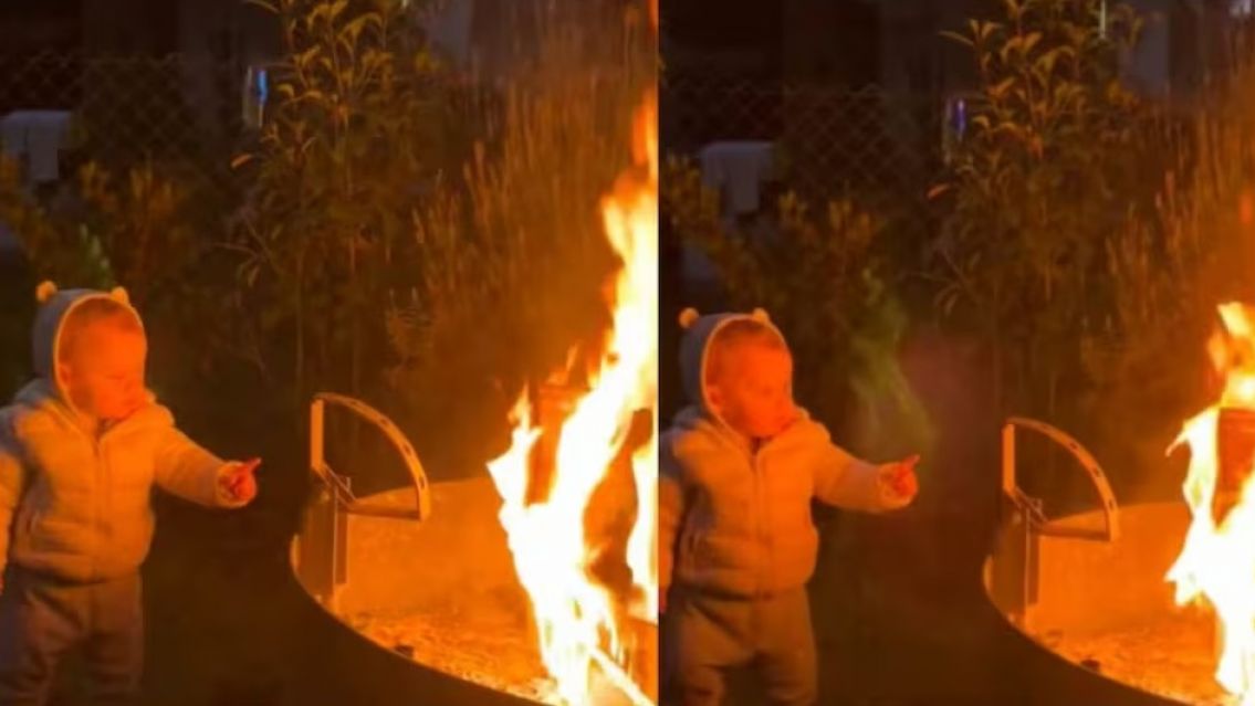 Su bebé iba a tocar el fuego y una misteriosa "figura blanca" lo salvó