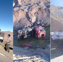 Terrible choque de camiones en la Cuesta de Lipán: uno cayó al abismo