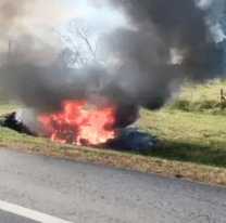 Pareja murió tras chocar con una alcantarilla en la ruta: el auto se incendió