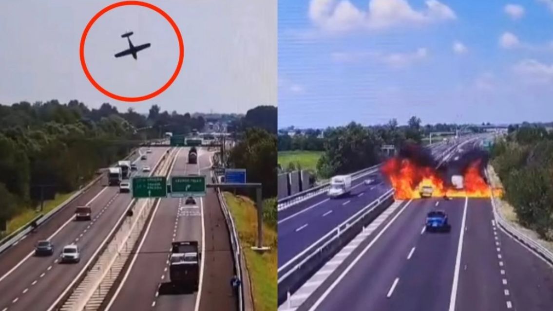 Tragedia: una avioneta se estrell� y explot� en plena autopista de Italia 