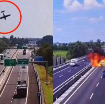 Tragedia: una avioneta se estrelló y explotó en plena autopista de Italia 