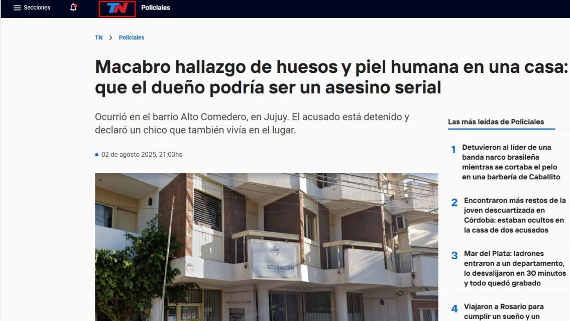 El caso del "asesino serial" de Alto Comedero llegó a los medios nacionales