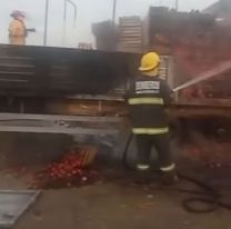 Brutal incendio de un cami&oacute;n en la ruta 34: tr&aacute;nsito reducido 