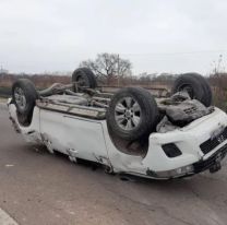 Terrible choque y vuelco en Ruta Nacional 66: hay un hombre internado 