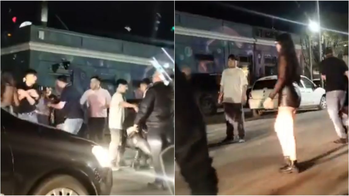 Violenta pelea entre j�venes a la salida de un boliche: gritos y mechonazos