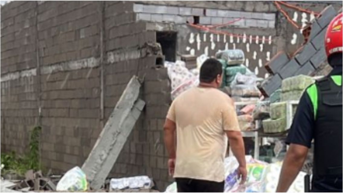 Se derrumbó un supermercado tras la fuerte tormenta: tensión y heridos