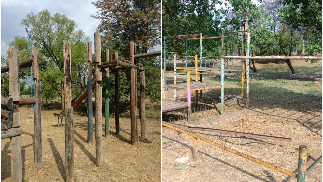 Vecinos de Palpalá denuncian el peligro en la plaza de las esculturas "Mirador"