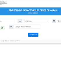 En esta p&aacute;gina pod&eacute;s ver si sos infractor y si ten&eacute;s multas por no votar en elecciones anteriores