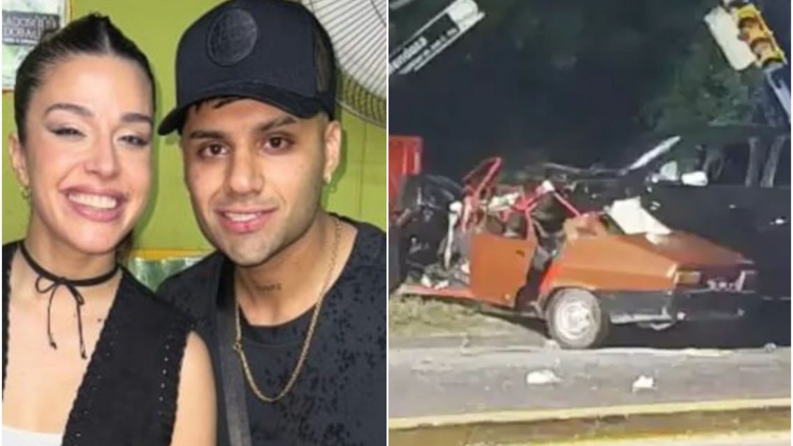 Izquierda: Micha Carballo con la cantante Euge Quevedo Derecha: El accidente que provoc� Carballo