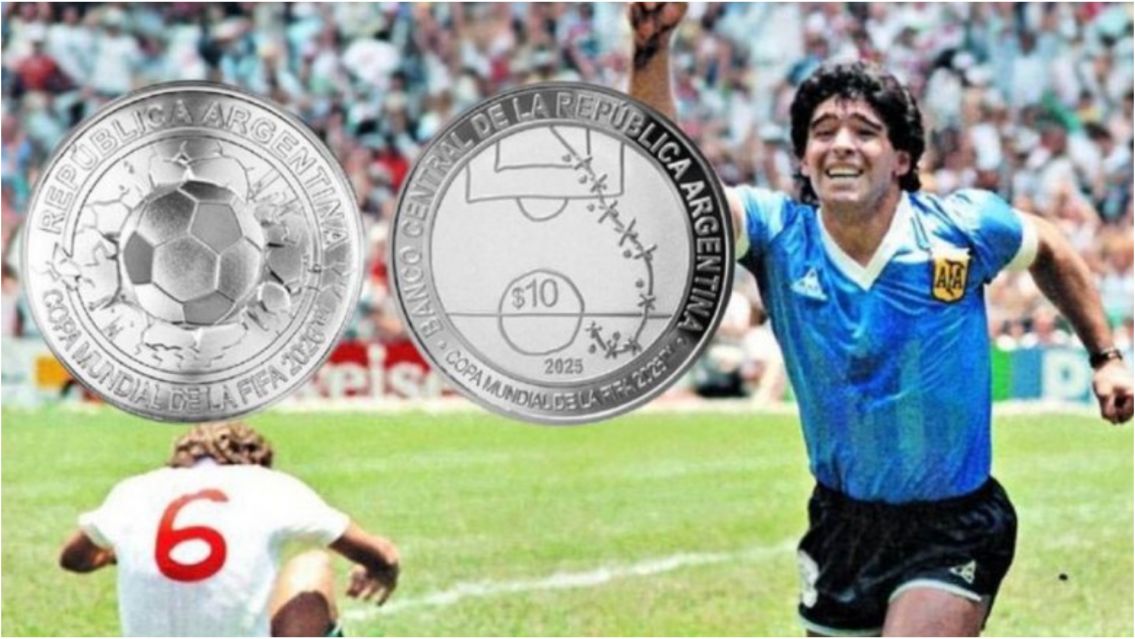 El BCRA lanzará más monedas del gol histórico de Maradona a Inglaterra