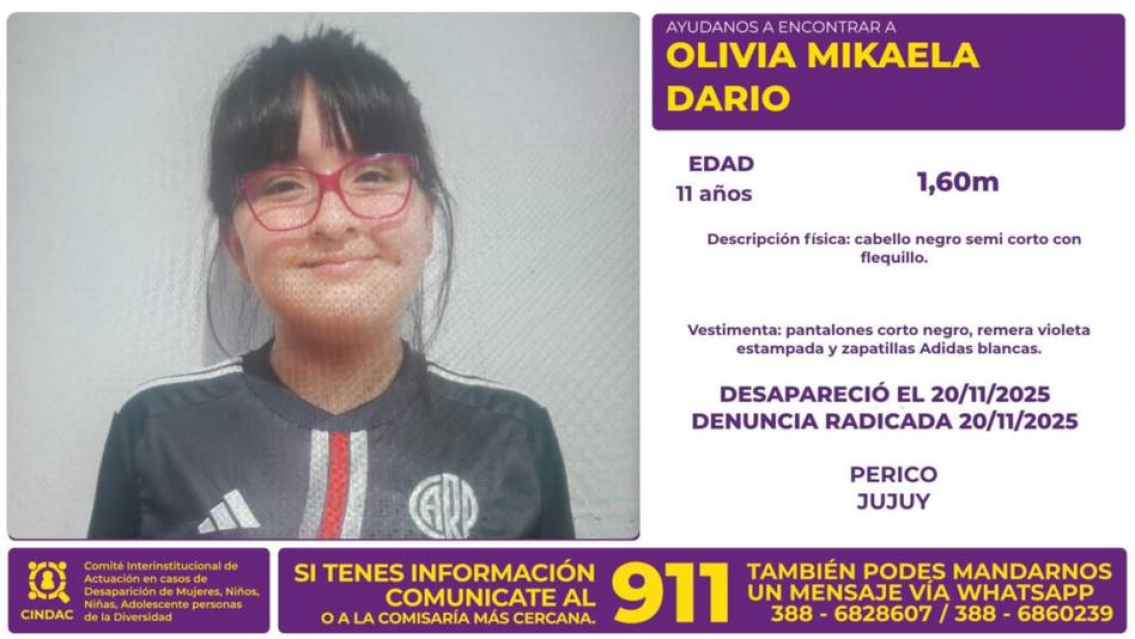 Búsqueda desesperada de Olivia Mikaela Dario de tan solo 11 años