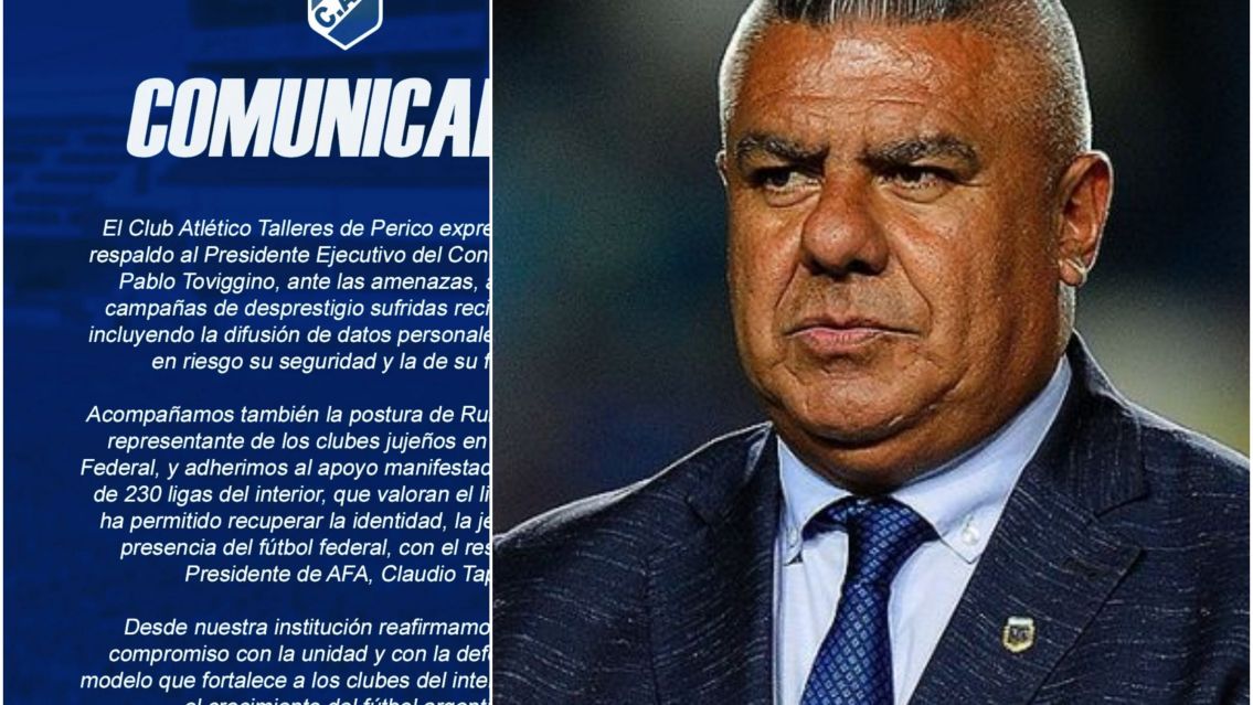 Talleres de Perico salió a bancar a Chiqui Tapia