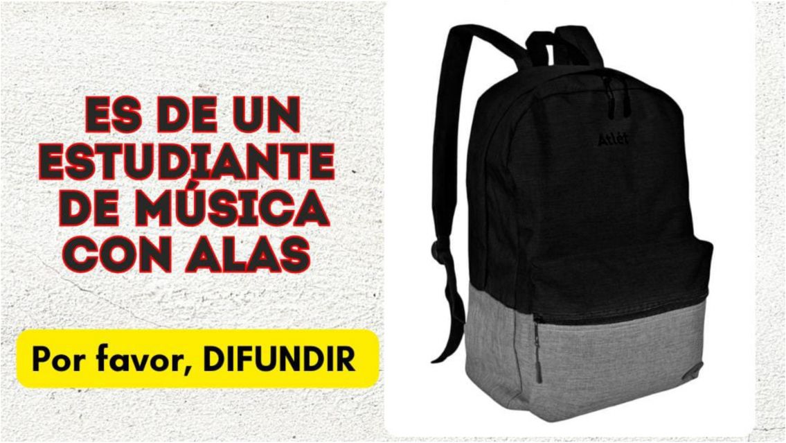 Un juje�ito necesita ayuda: extravi� su mochila con todo para estudiar