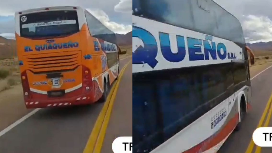Maniobra temeraria en Tres Cruces: un colectivo cruzó la doble línea amarilla