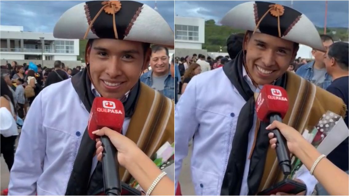 Un egresado llegó vestido de gaucho a la Cena Blanca y emocionó a todos