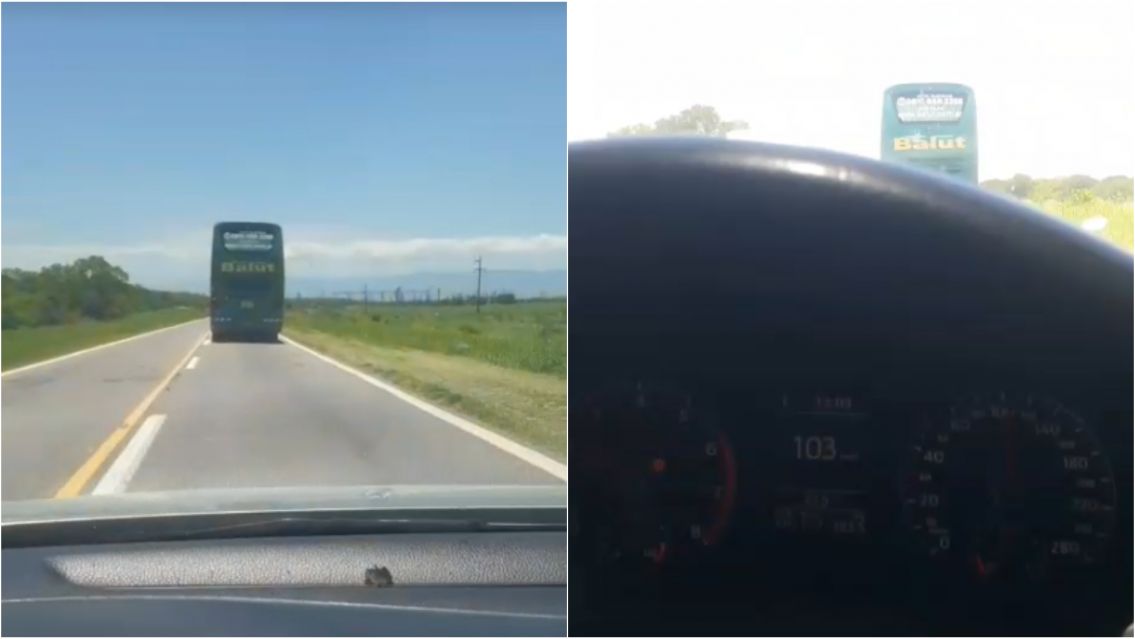Imprudencia en Jujuy: colectivo a fondo y un conductor filmando al volante