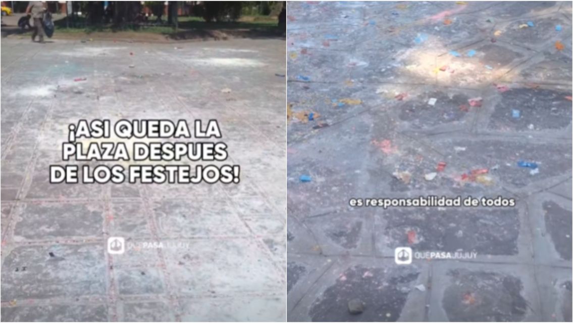 Todo sucio: as� qued� Plaza Belgrano tras los festejos de los egresados