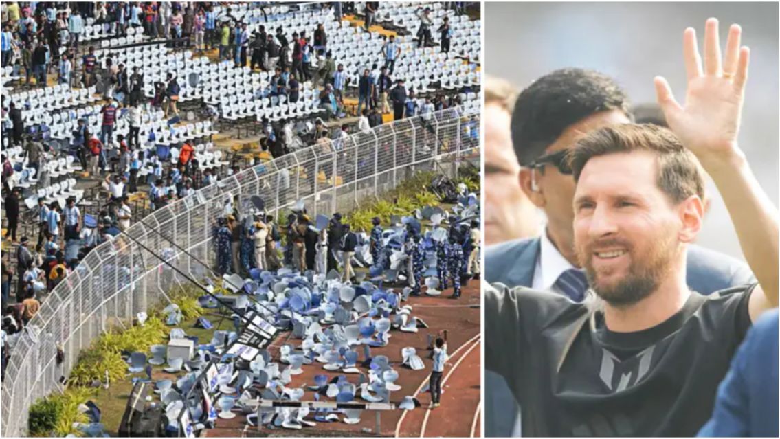 Destrozos en la visita de Messi a India: estafas y corridas en el estadio
