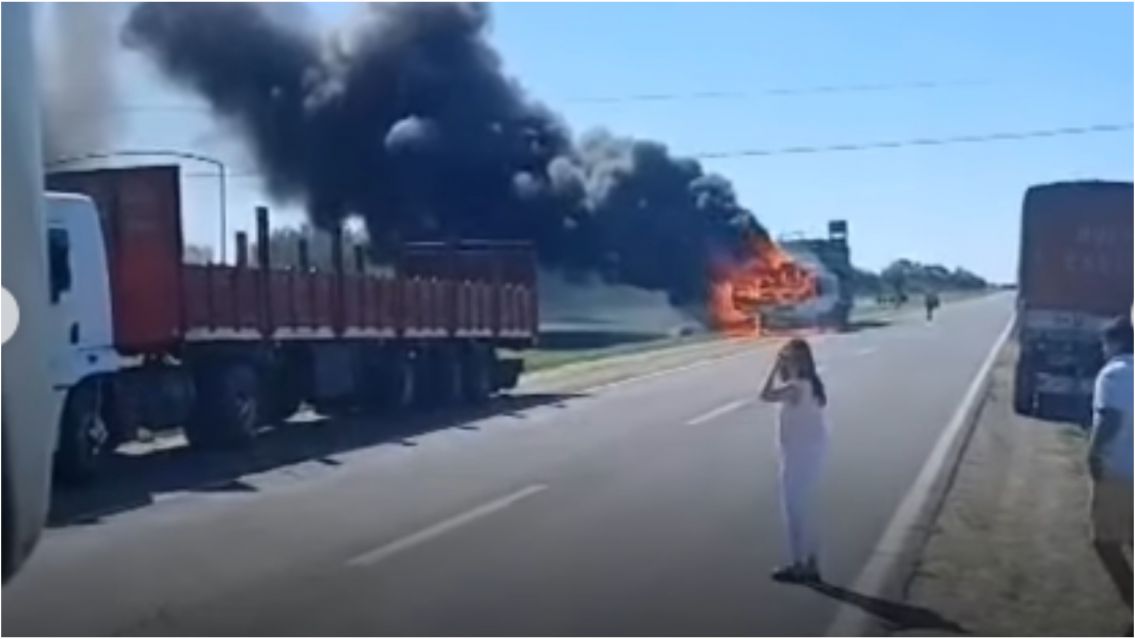 Se prendi� fuego un cami�n que transportaba ganado en plena ruta norte�a