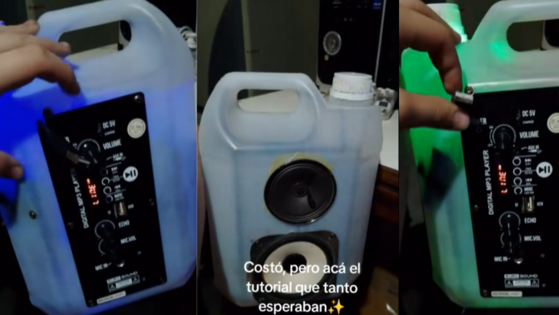 Ya fue el JBL: le "chore�" el bid�n a su mam� y creo un parlante casero