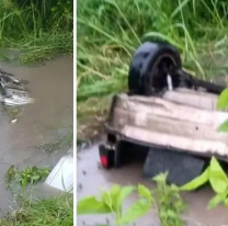 Cuatro norteños cayeron a un canal tras perder el control de su auto