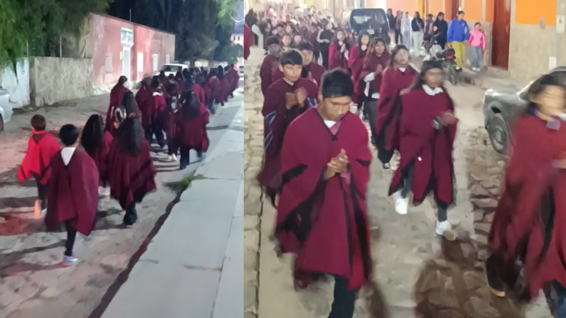 As� adoran al Ni�o Dios en Humahuaca: aplausos para el Pesebre Los Ponchos Rojos