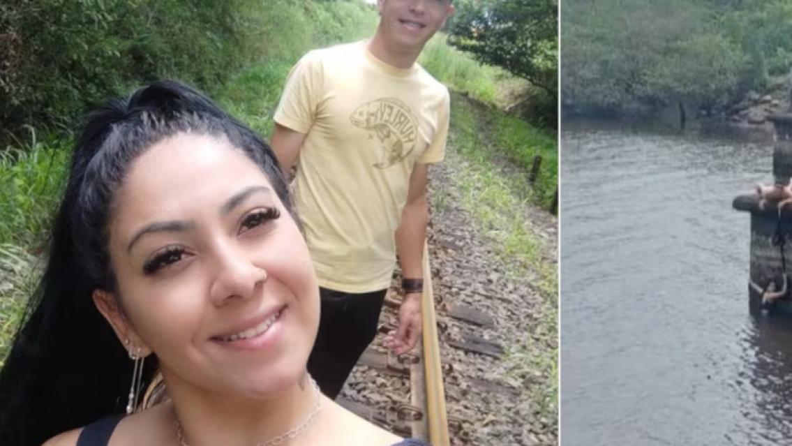 Se cayó de un puente y sobrevivió aferrada al cordón del zapato de su esposo