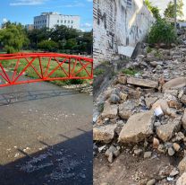 &iquest;Prioridades? una pasarela nueva y una escalera en ruinas, a metros de distancia