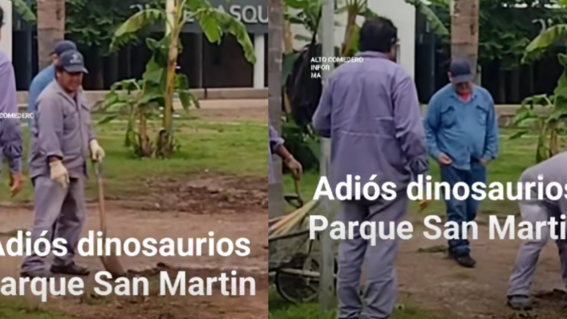 Jubilaron a los dinosaurios del Parque San Martín, los sacaron de una