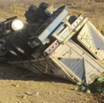 Cerca de B&aacute;rcena: impactante vuelco de un cami&oacute;n con carga de verduras