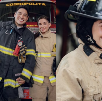 Mar&iacute;a Becerra fue "bombero por un d&iacute;a": est&aacute; de vacaciones y visit&oacute; un cuartel