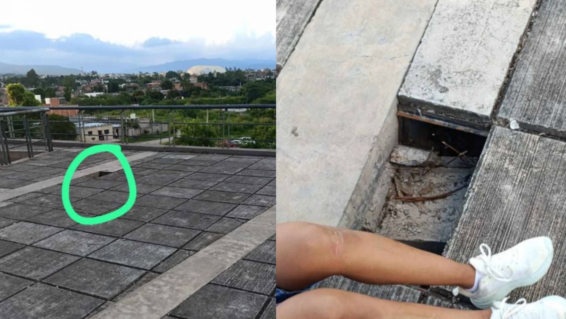 Grave caída en el mirador del parque: una mujer resultó herida mientras llevaba a su bebé en brazos