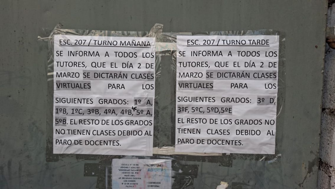 Clases virtuales y alto acatamiento al paro en una escuela de Palpal�