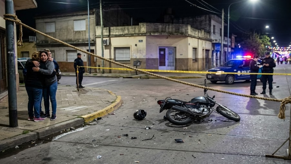 Motociclista murió al chocar contra una soga colocada en un corso