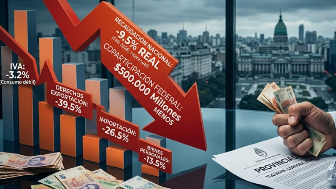 Fuerte caída de la recaudación: provincias recibieron $500 mil millones menos en febrero