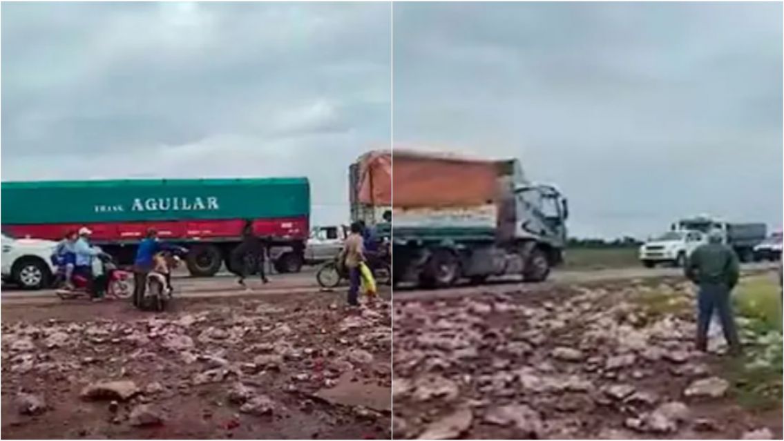 Volcó un camión cargado de vino y varios pícaros intentaron saquearlo