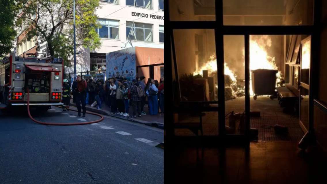 Se incendi� el patio de una facultad: dos hombres fueron asistidos