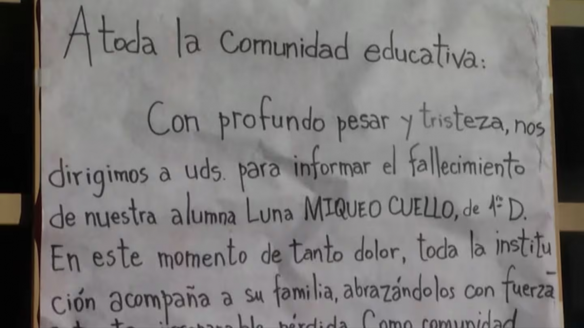 Nenita murió en la escuela, en el recreo y los padres tomaron una tajante decisión