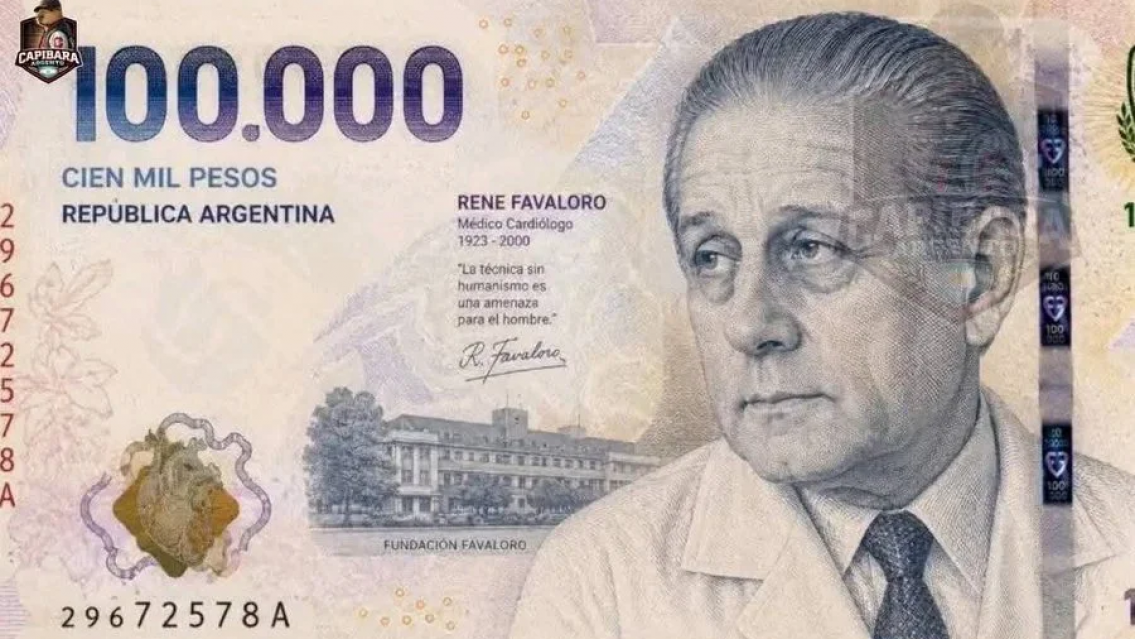 URGENTE: se viene un "billete de $100 mil con la cara del dr. Ren� Favaloro"
