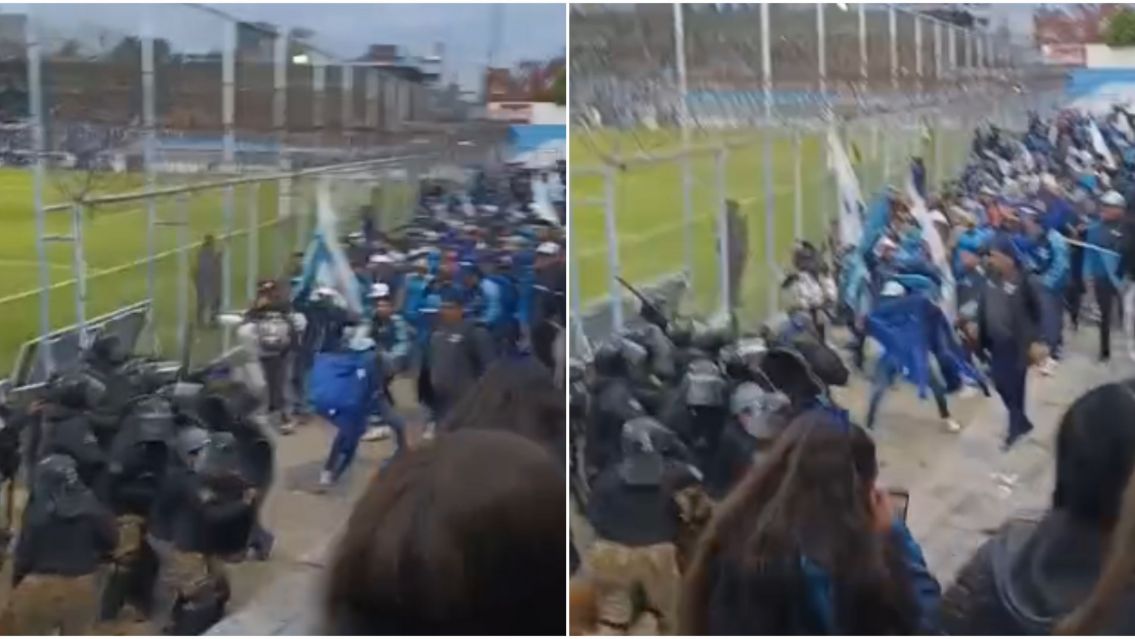 Hinchas jujeños enfrentaron a la Infantería salteña y los hicieron retroceder