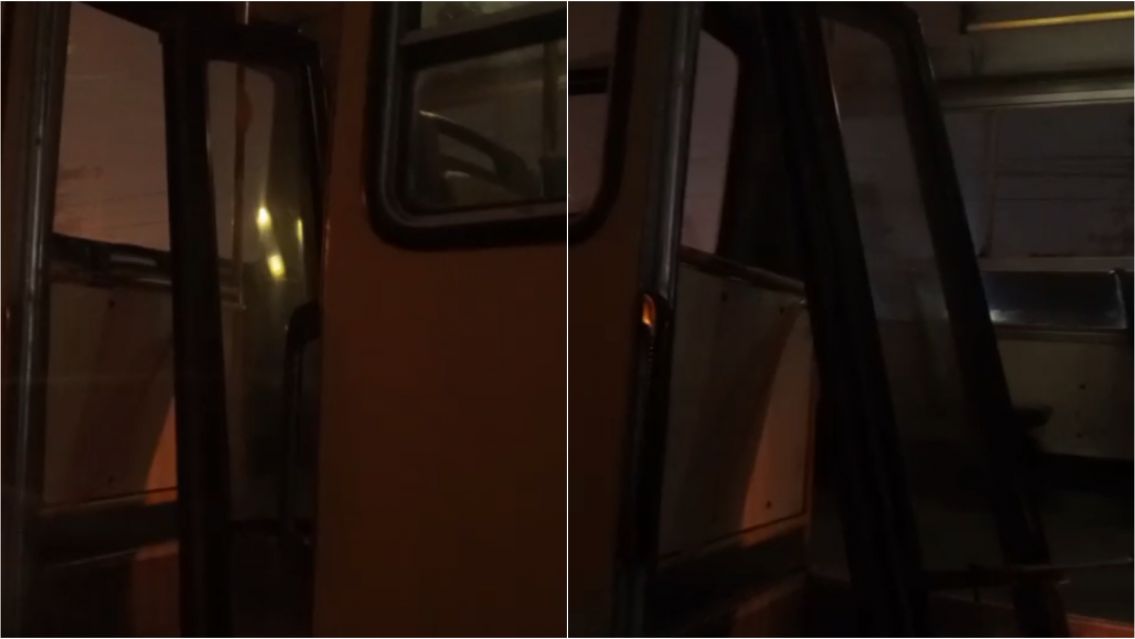 Terror arriba del colectivo: una puerta se desprendi� en pleno recorrido