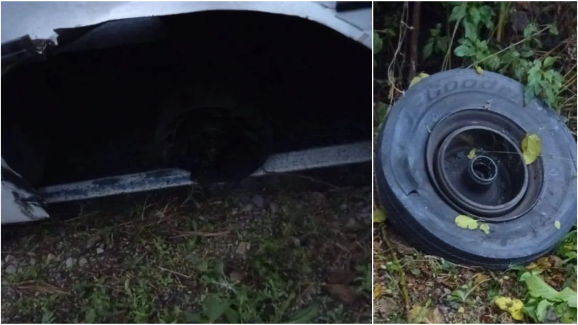 Pánico en la ruta: se le salió una rueda a un colectivo lleno de pasajeros