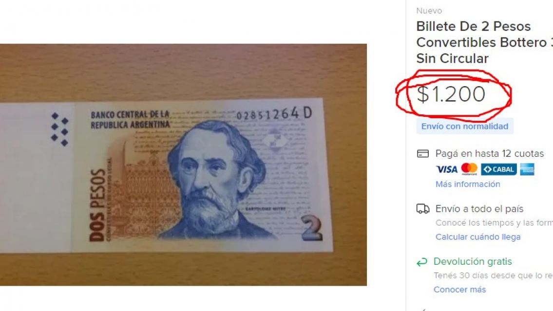 Lo que tenés que saber para vender tu billete de 2 pesos a $1200