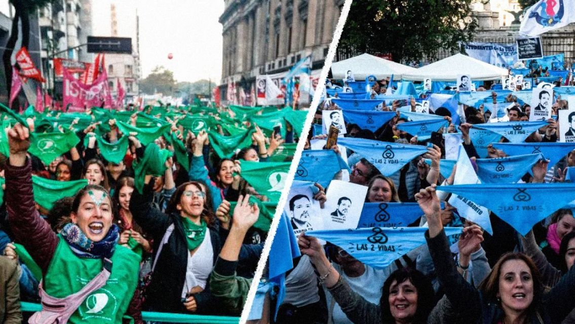 "Verdes y celestes" en la víspera del debate para legalizar el aborto
