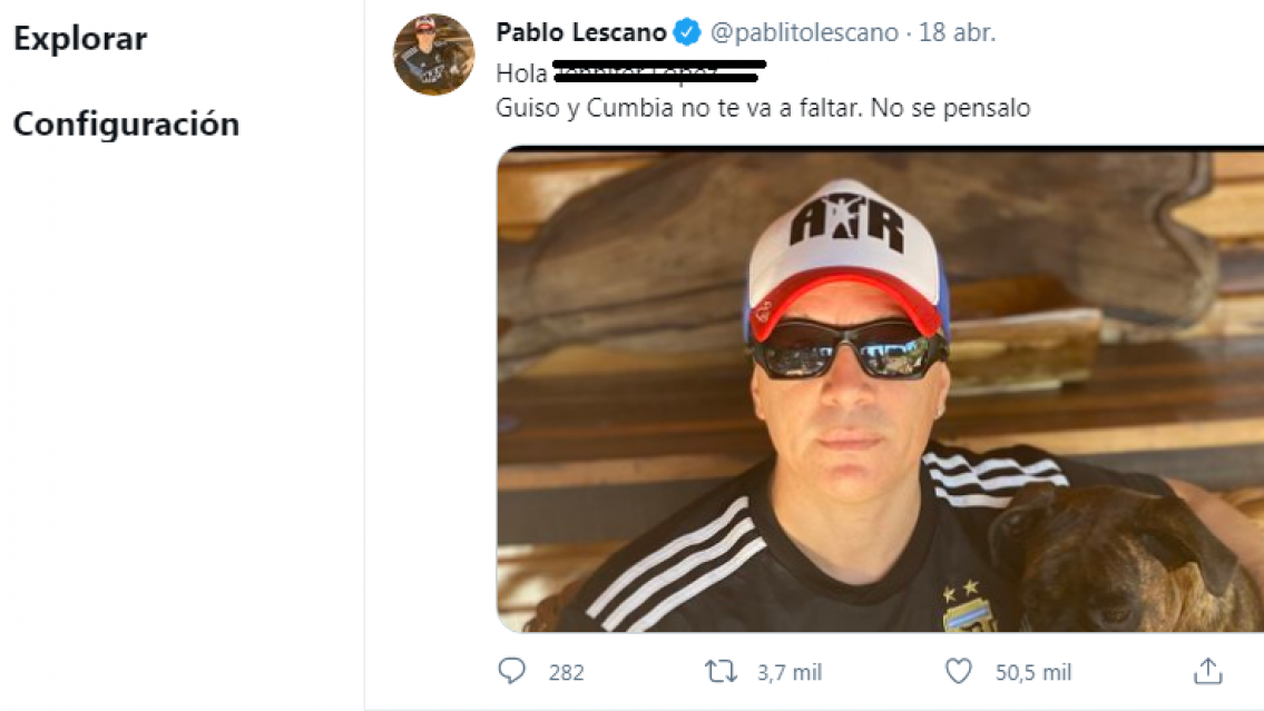 Pablito Lescano tiroteando en Twitter, mirá a quién apuntó