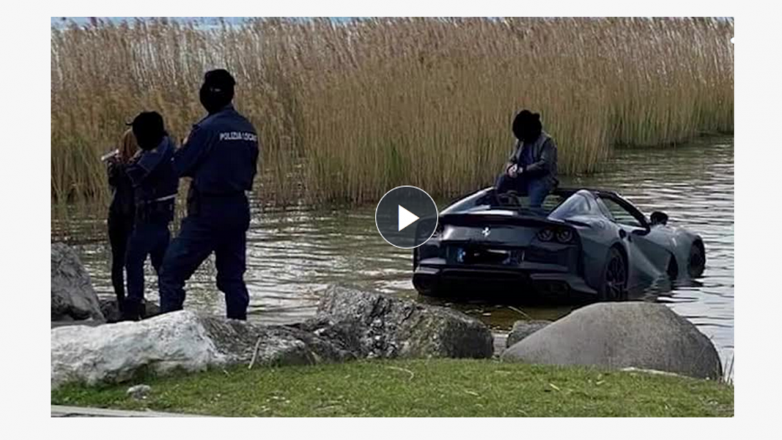 ¡Nooooo! Hundió su Ferrari de 300 mil euros en un lago